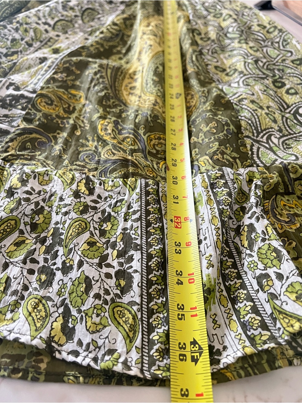 Solitaire Patchwork Print Paisley Boho Maxi Skirt Smocked Waist Size S - Picture 10 of 10